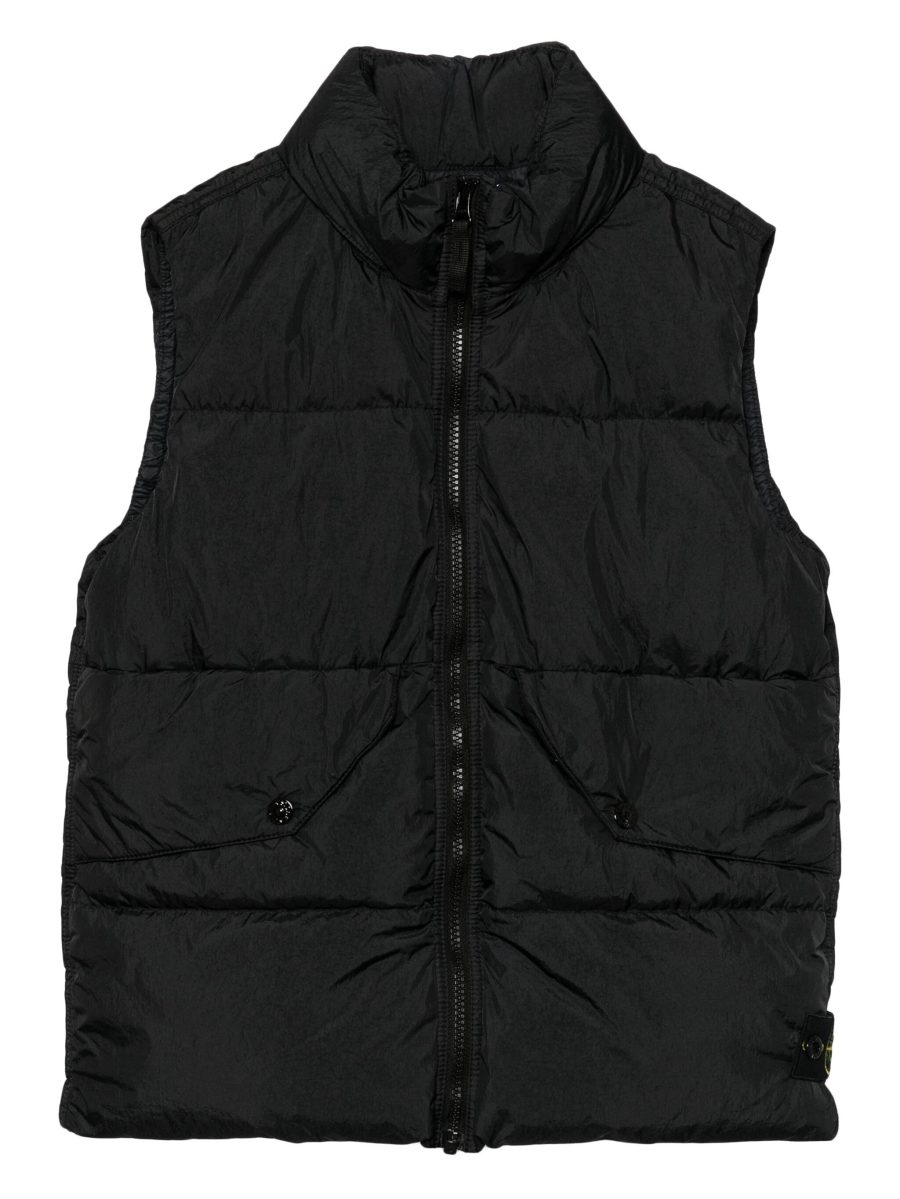 STONE ISLAND KIDS Compass-Motif Padded Gilet Black