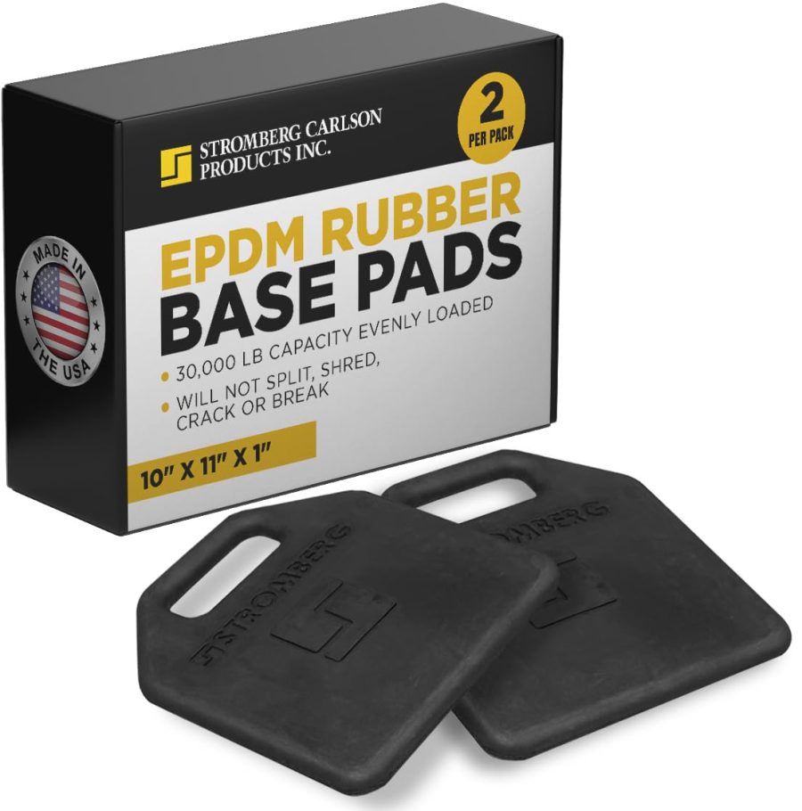 STROMBER JBP-1011.1 Durable EPDM Rubber Base Pads (10 INCHx11 INCHx1 INCH) - Multipurpose Pads for Floor Jacks, Tongue Jacks, Hydraulic Jacks, Scissor Jacks - 30,000 lb Capacity - Pack of 2