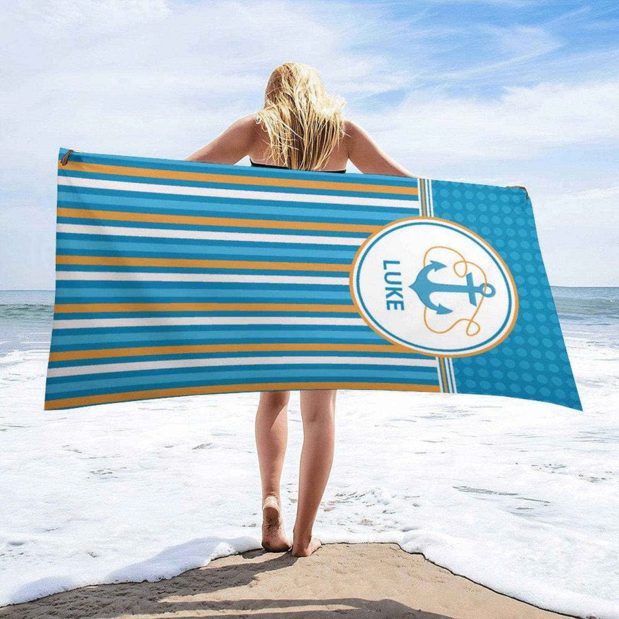 Sailing Ocean Theme Custom Stripe Beach Towel Gift - Aperturee