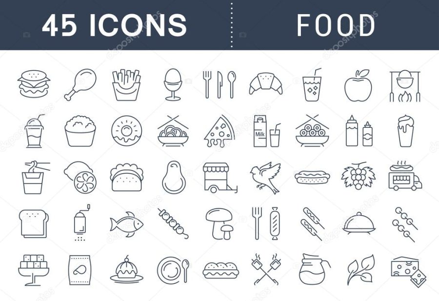 Set Line Icons Food