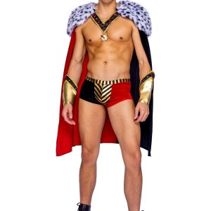 Sexy Faux Fur Royal King of Hearts Costume for Men