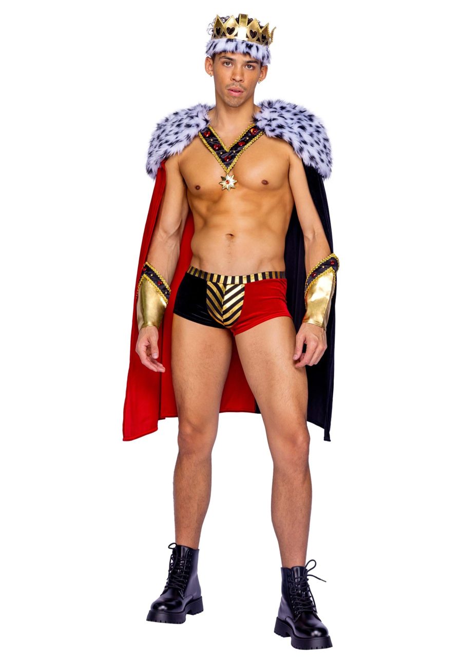 Sexy Faux Fur Royal King of Hearts Costume for Men