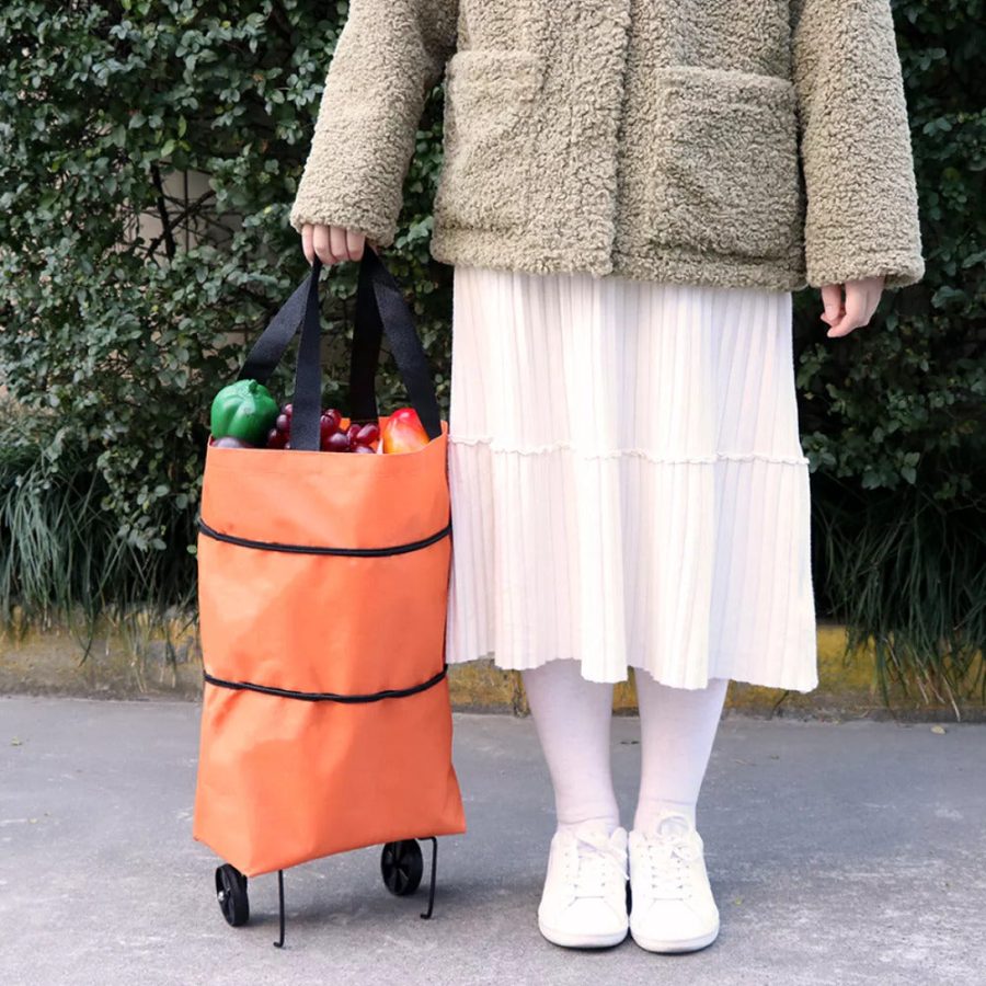 Shopping Bag With Folding Wheels