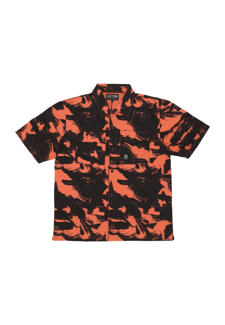 Short Sleeve Men's Combat Shirt Orange/camo