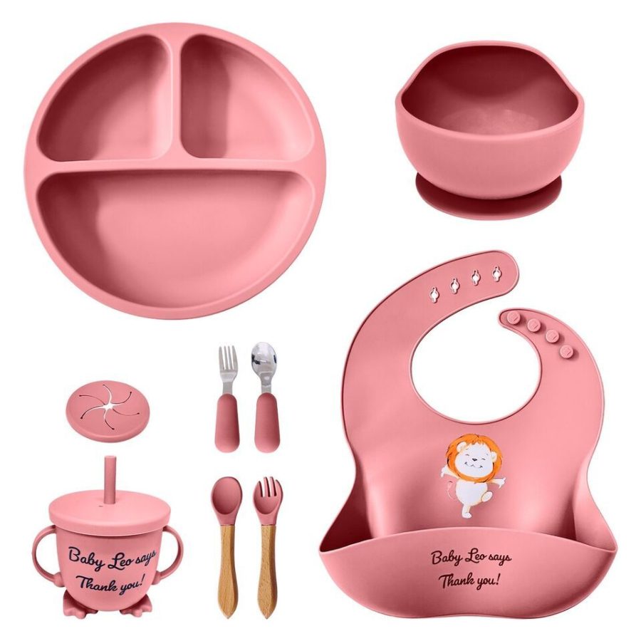 Silicone Baby Feeding Set Plate Bowl Suction Spoon and Cup Weaning Led 12 Pc Set