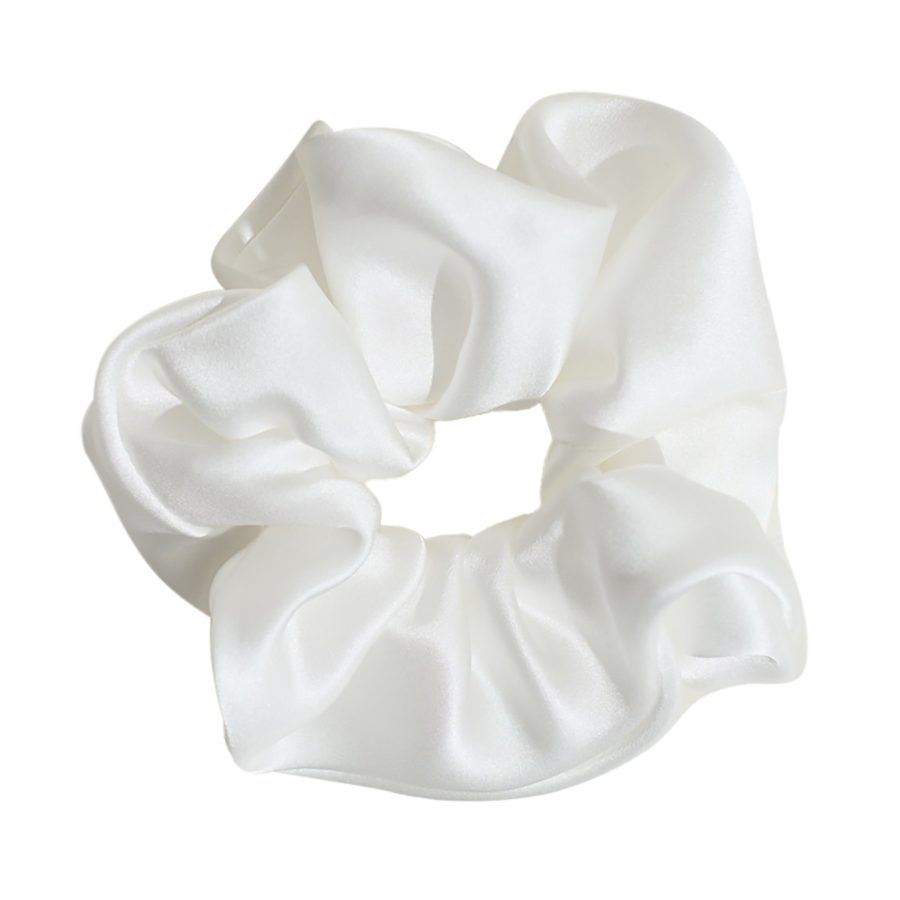 "Silken Hair" Silk Scrunchie Hair Tie - White