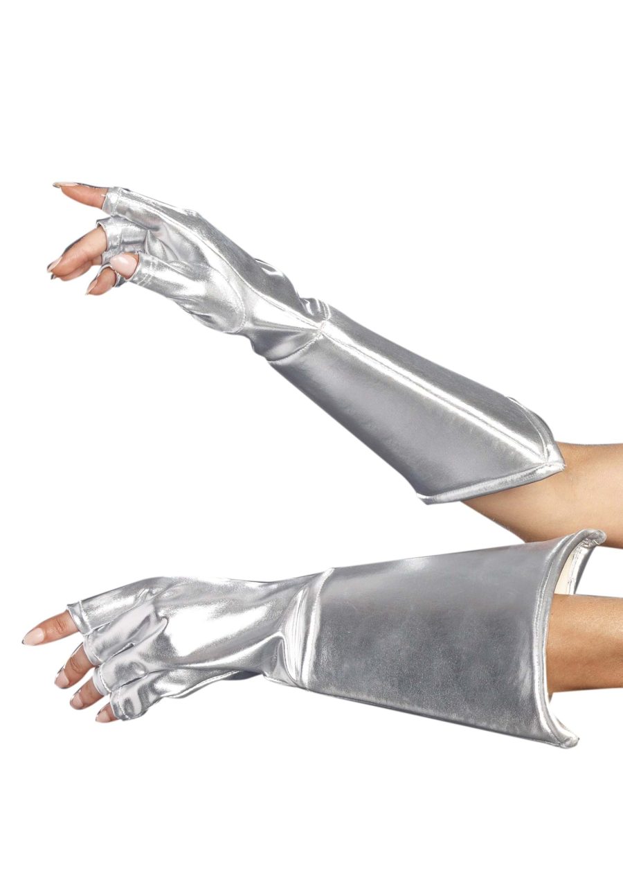 Silver Gauntlet Fingerless Gloves