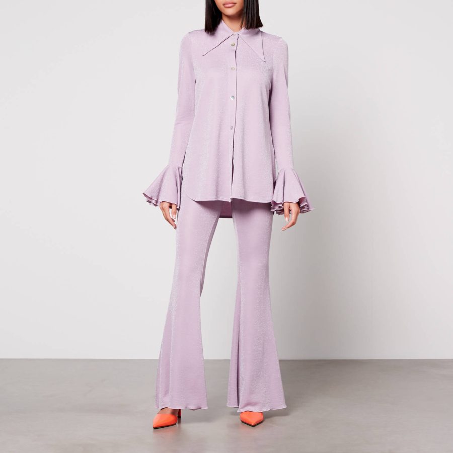 Sleeper Lurex Lounge Shirt and Trouser Set - S