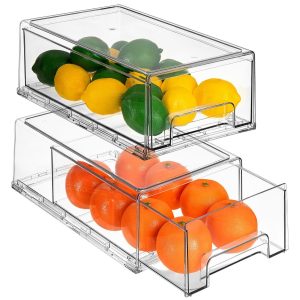 Sorbus Fridge Drawers - Clear Stackable Bins - Kitchen Storage (2 Pack, Medium)