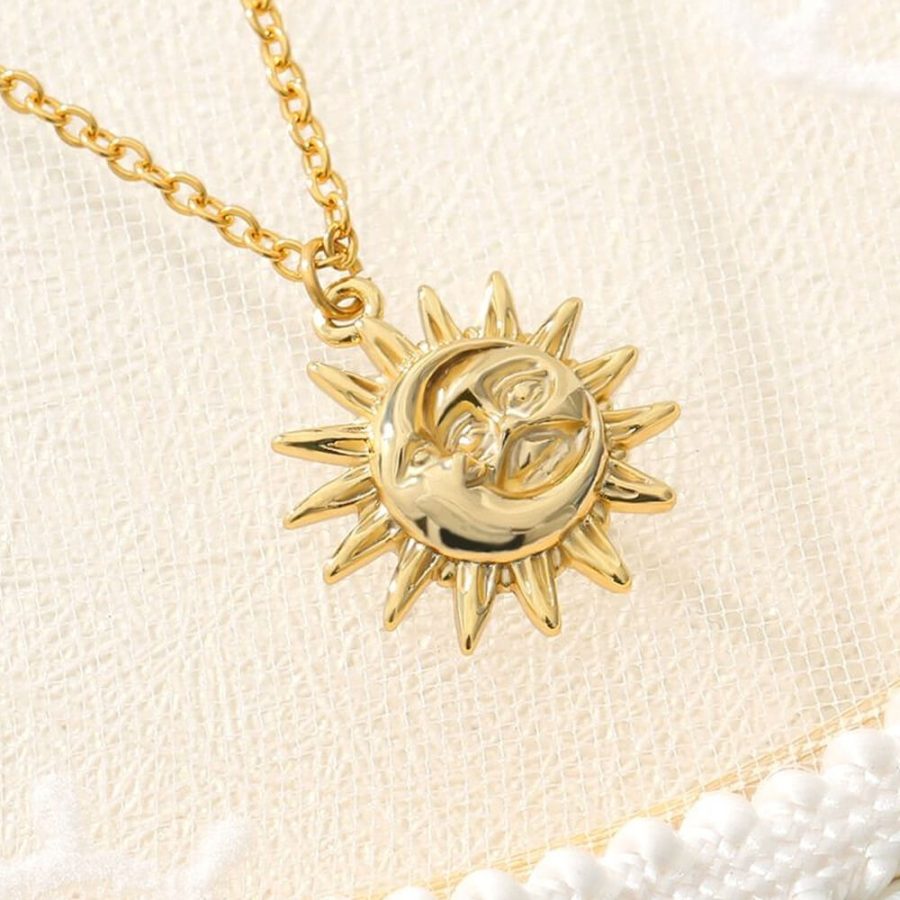 Stainless Steel Dainty Sun Pendant Necklace