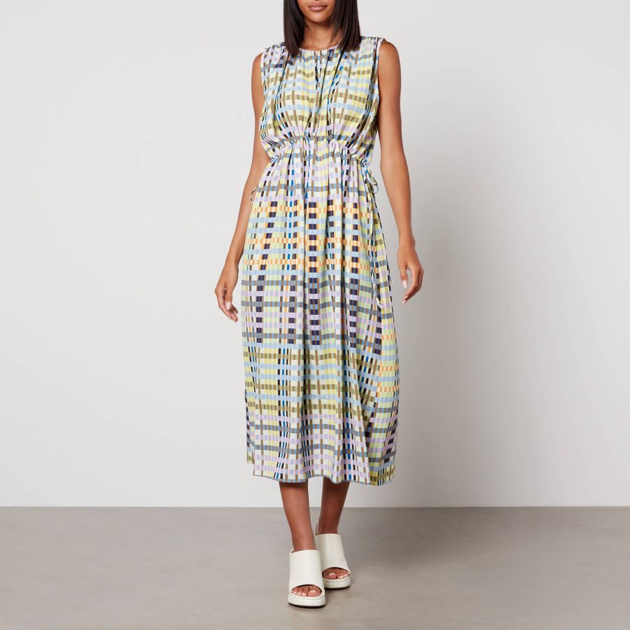 Stine Goya Rowena Checked Stretch-Jersey Midi Dress - M