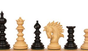 Strategos Staunton Chess Set with Ebony & Boxwood Pieces - 4.25 King