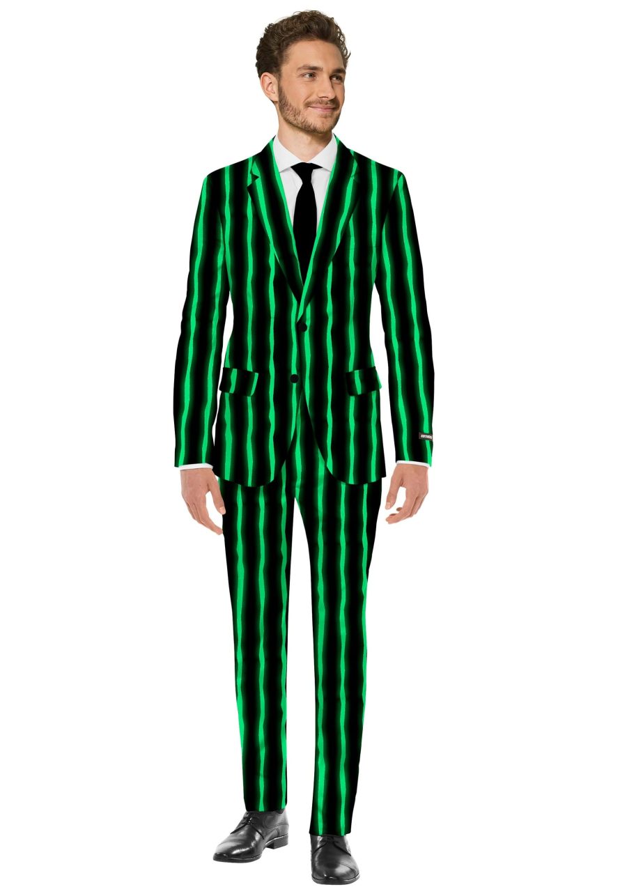 Suitmeister Oversized Glow in the Dark Pinstripe Black Suit