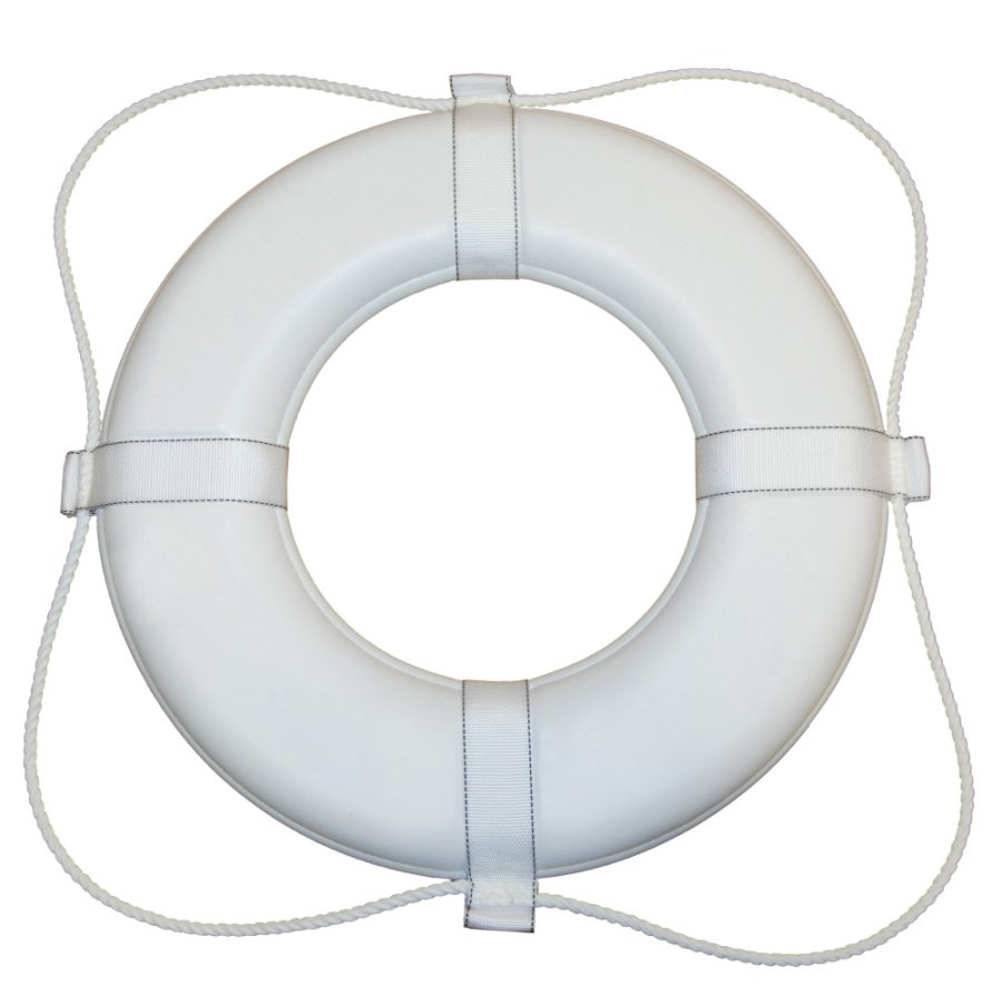 TAYLOR MADE 380 30 INCH WHITE WITH WHITE ROPE FOAM RING BUOY