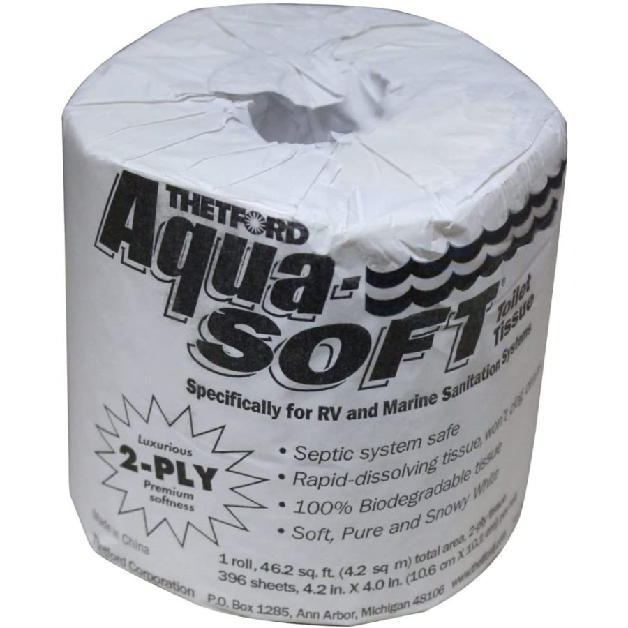 THETFORD 24033 Aqua-Soft Single Roll 2-Ply Toilet Tissue (Case of 48)