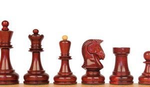 The Dubrovnik Championship Chess Set Padauk & Boxwood Pieces with Mission Craft Padauk Chess Board - 3.9 King