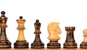 The Dubrovnik Championship Chess Set with Burnt Boxwood Pieces - 3.9 King