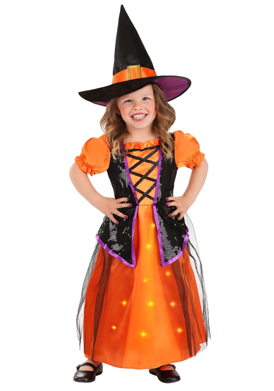 Toddler Orange Light-Up Witch Costume