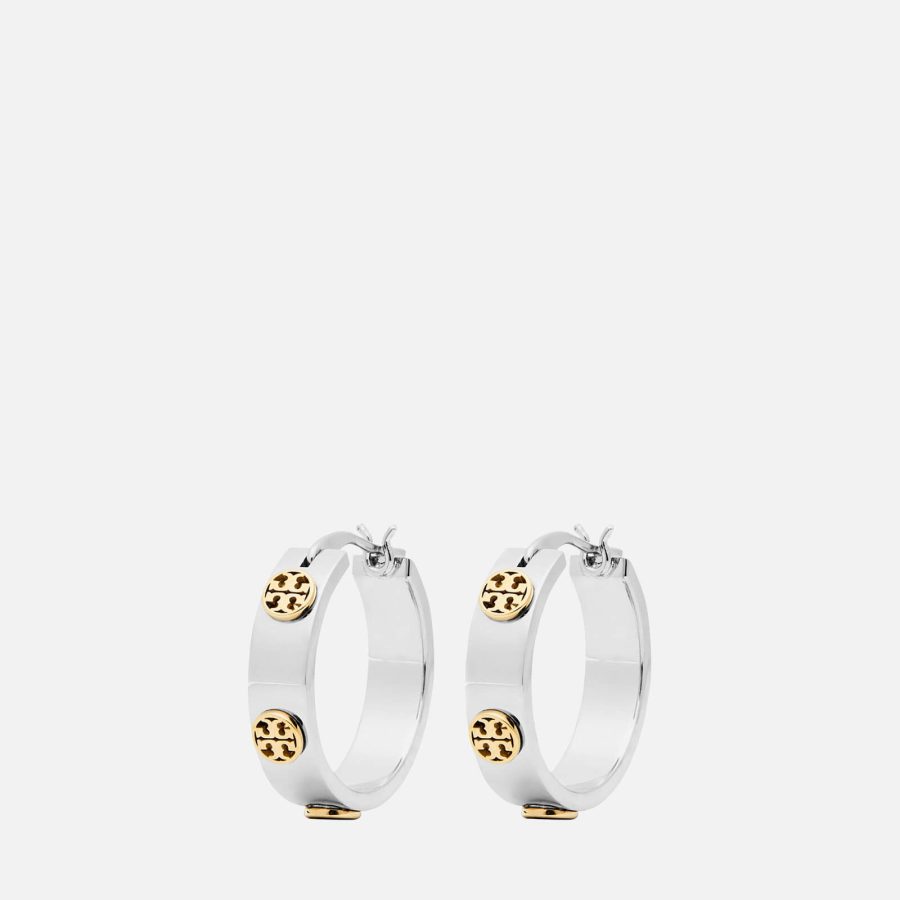 Tory Burch Miller Gold-Tone Studded Hoop Earrings