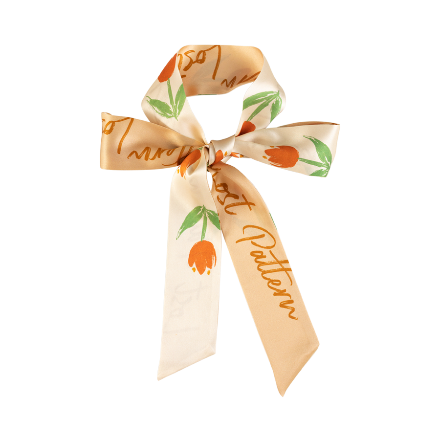 "Tulip" Silk Skinny Scarf - Apricot