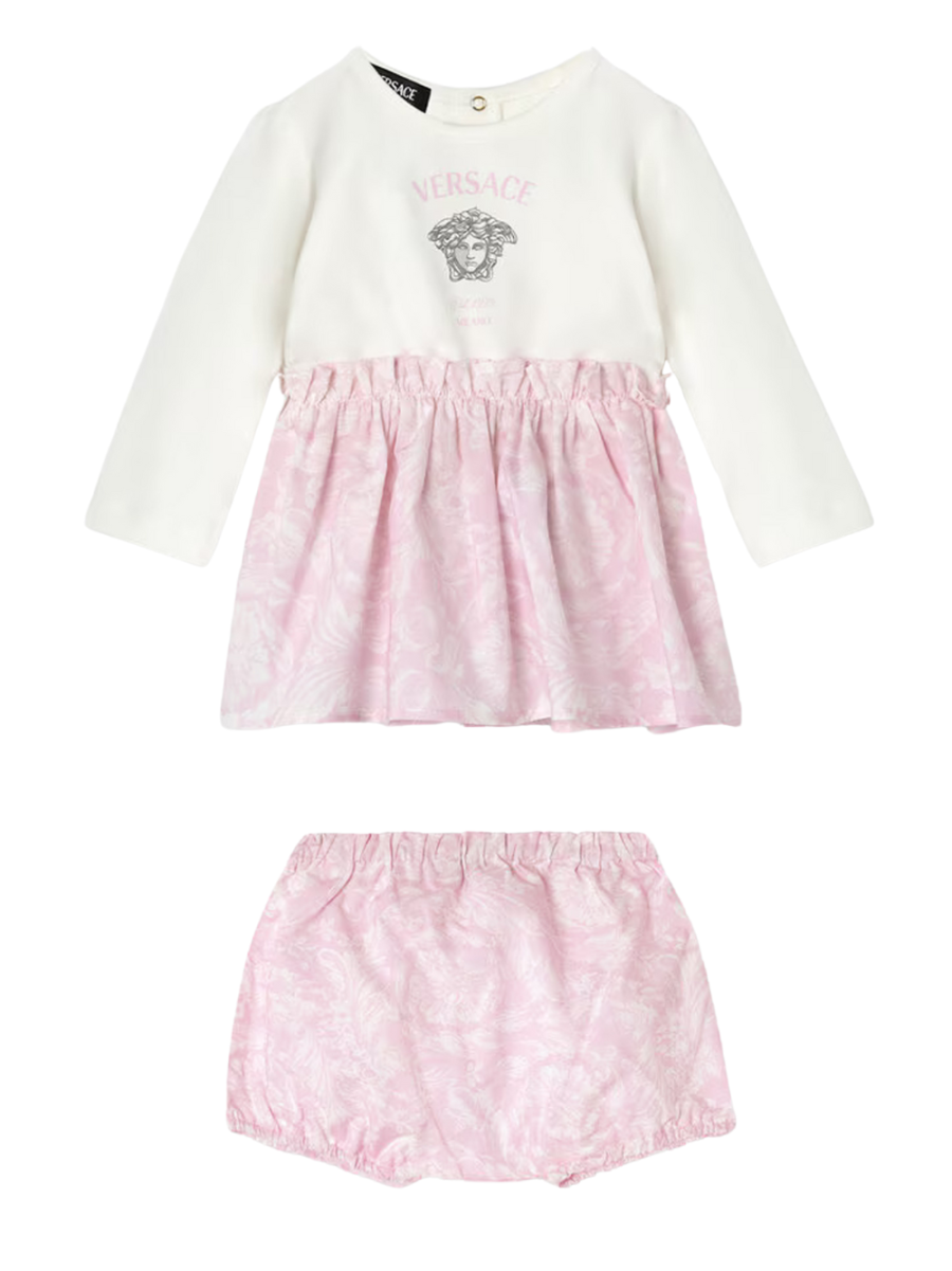 VERSACE BABY Girls Medusa Milano Dress Set Light Pink