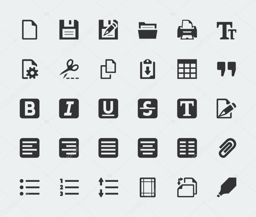 Vector text editor mini icons set