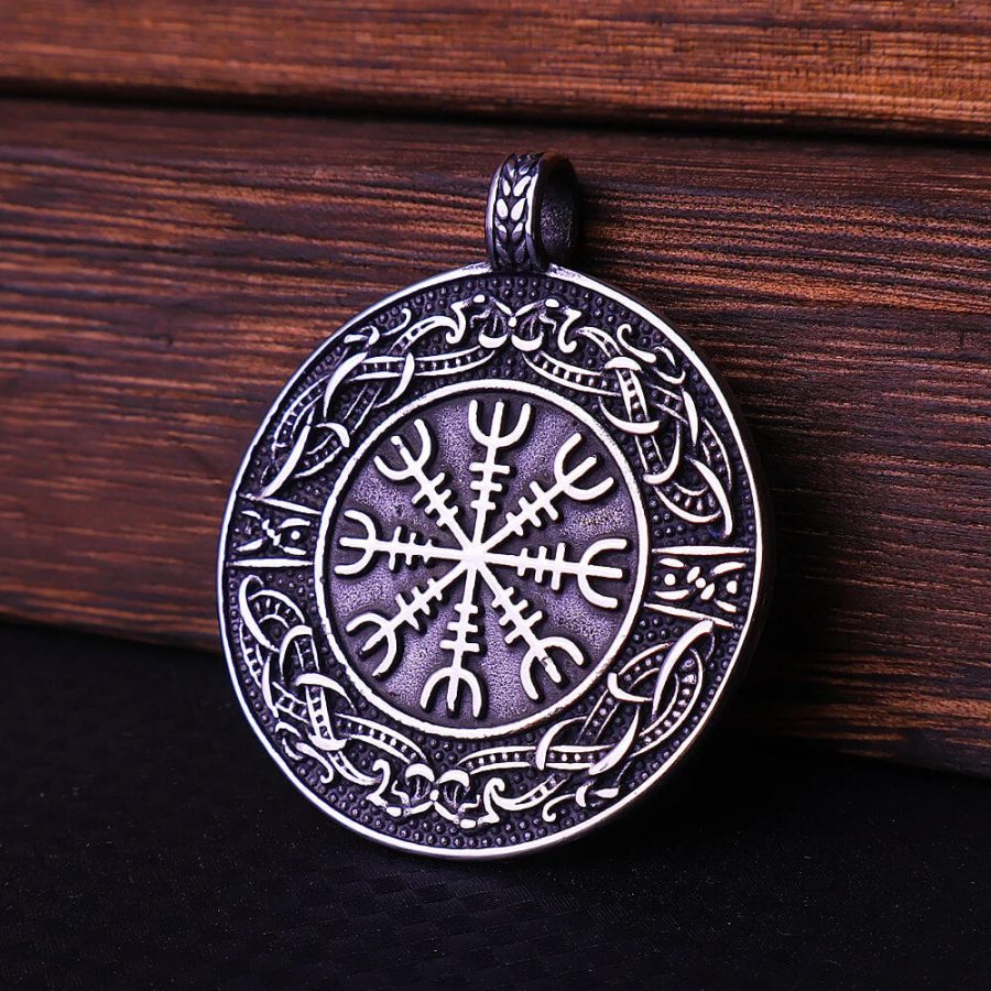 Vegvisir Stave Compass Viking Nordic Stainless Steel Pendant Necklace "The Brave Shall LIve Forever"