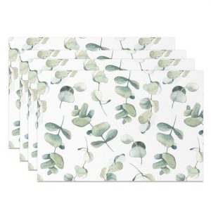 Watercolor Leaves Seamless Dining Set Of 4 Placemats - Aperturee