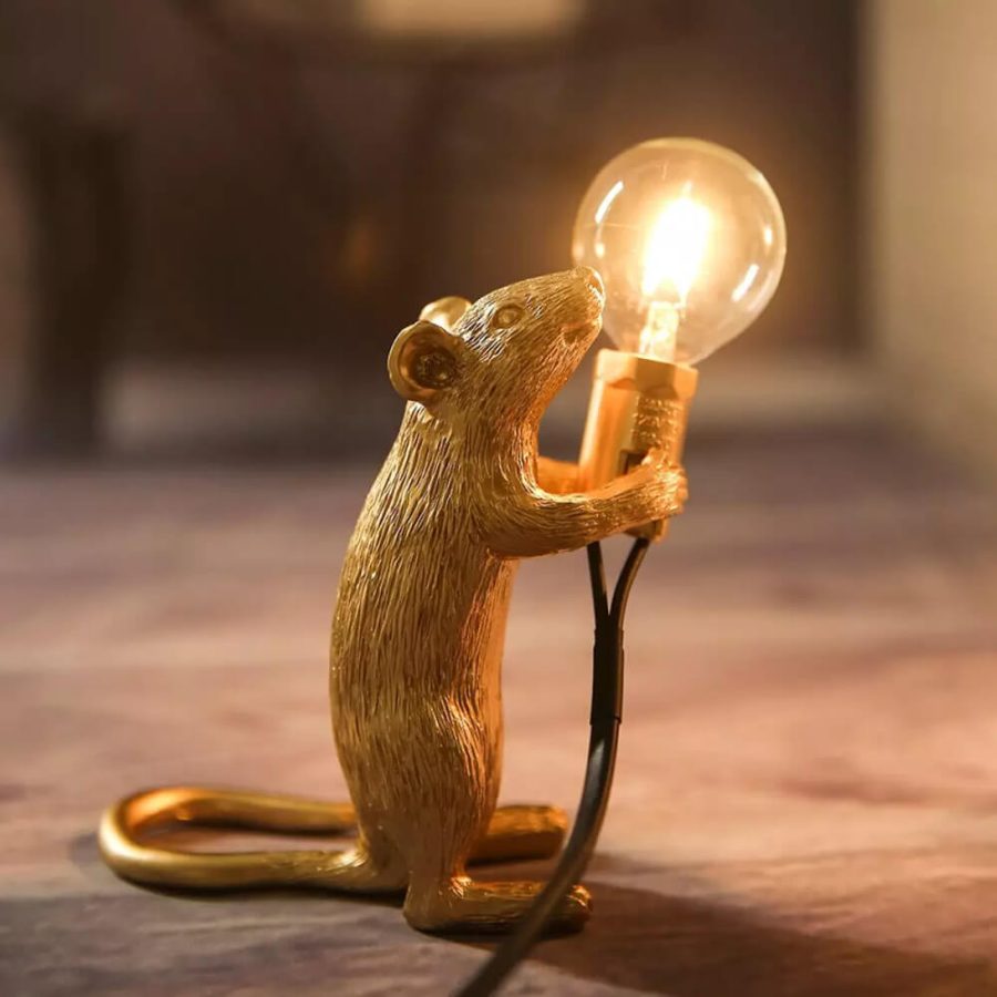 Whimsical Resin Mouse Lamps