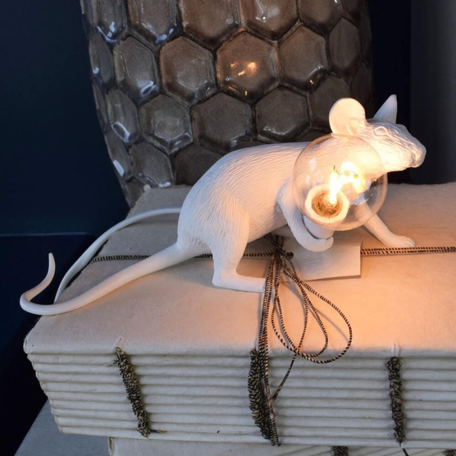 Whimsical Resin Mouse Lamps