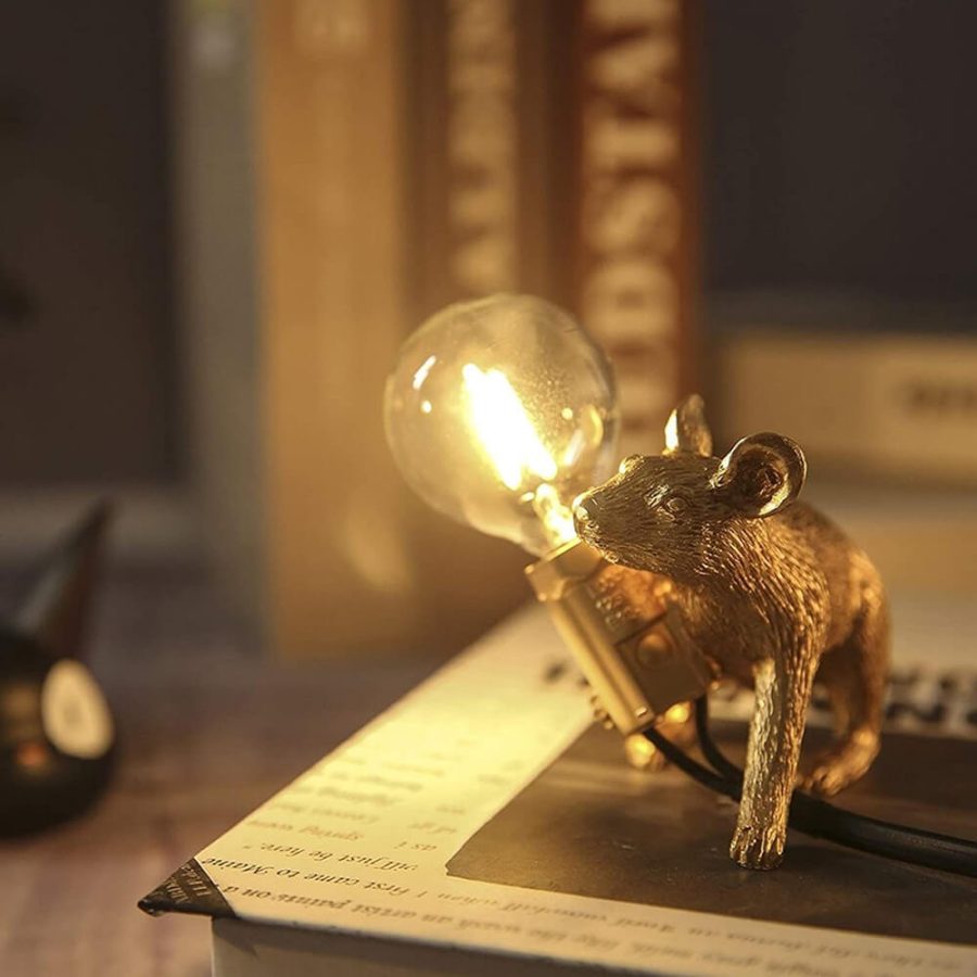 Whimsical Resin Mouse Lamps