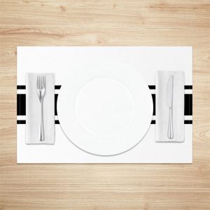 White Black Lines Simple Dinner Set Of 4 Placemats - Lofaris