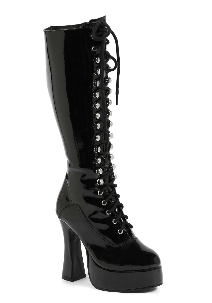 Women's Black Lace Knee High Boots