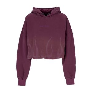 Women's Cropped Hoodie Corrosive Flames Hoodie Grape Wine