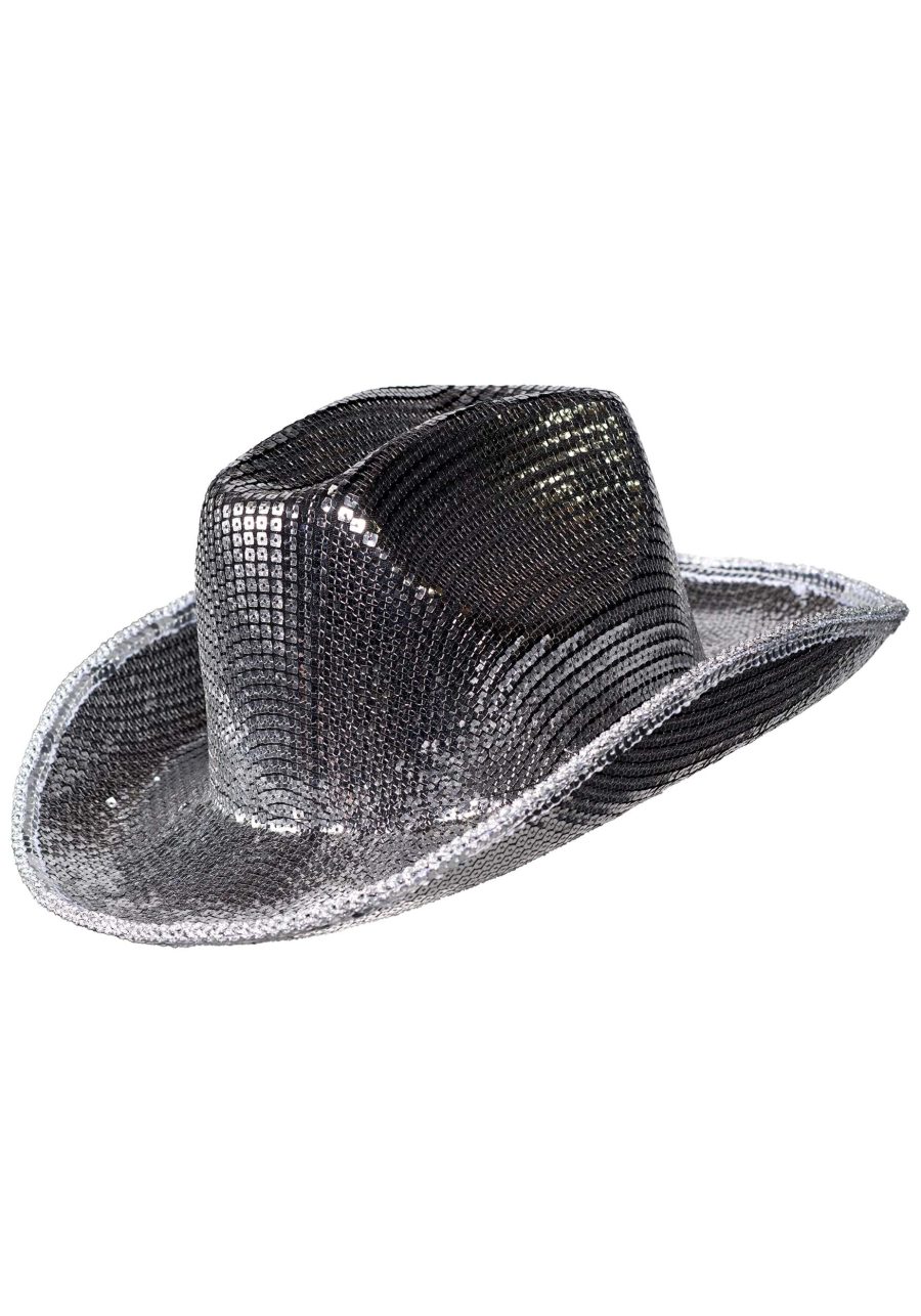 Women's Disco Ball Tile Sequin Costume Cowboy Hat