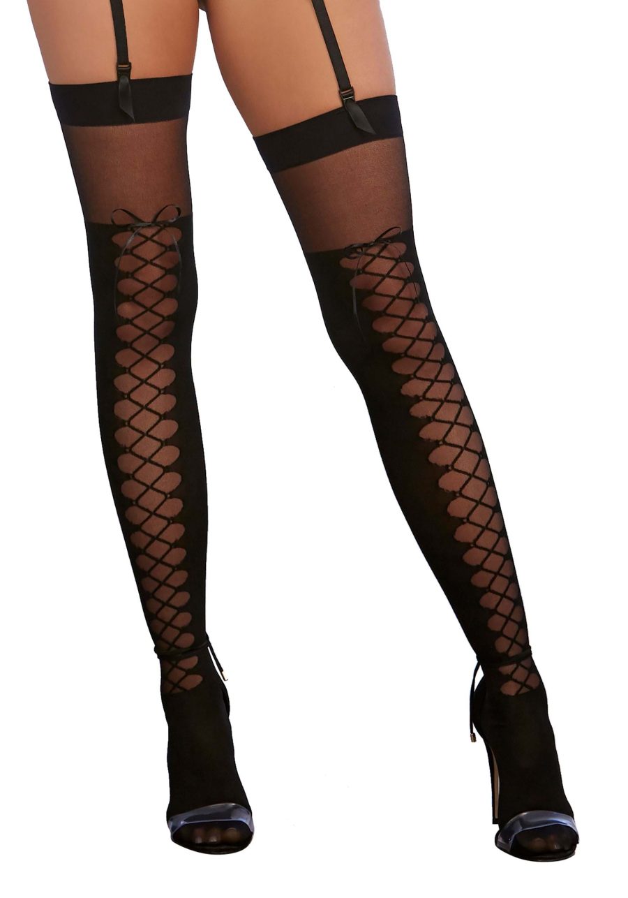 Women's Faux Boot Detail Thigh High Stockings