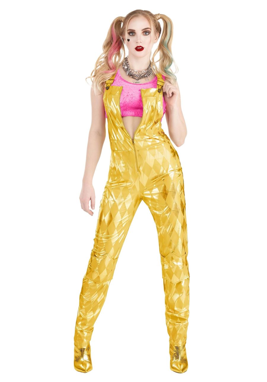 Women's Harley Quinn Gold Overalls Costume