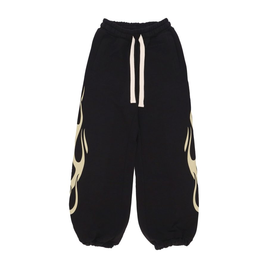 Women's Lightweight Tracksuit Pants Flames Pants Black/off White