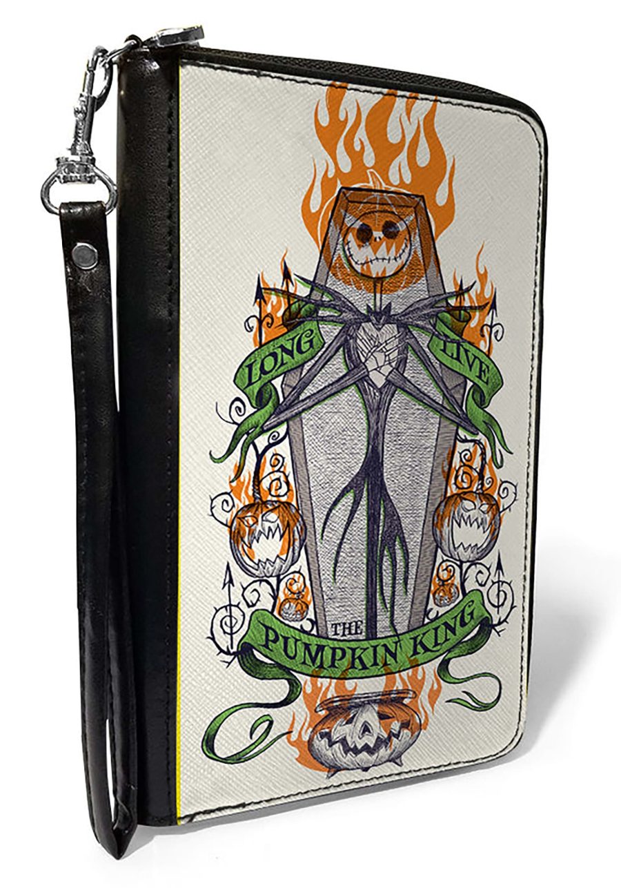 Women's Long Live the Pumpkin King PU Zip Around Wallet