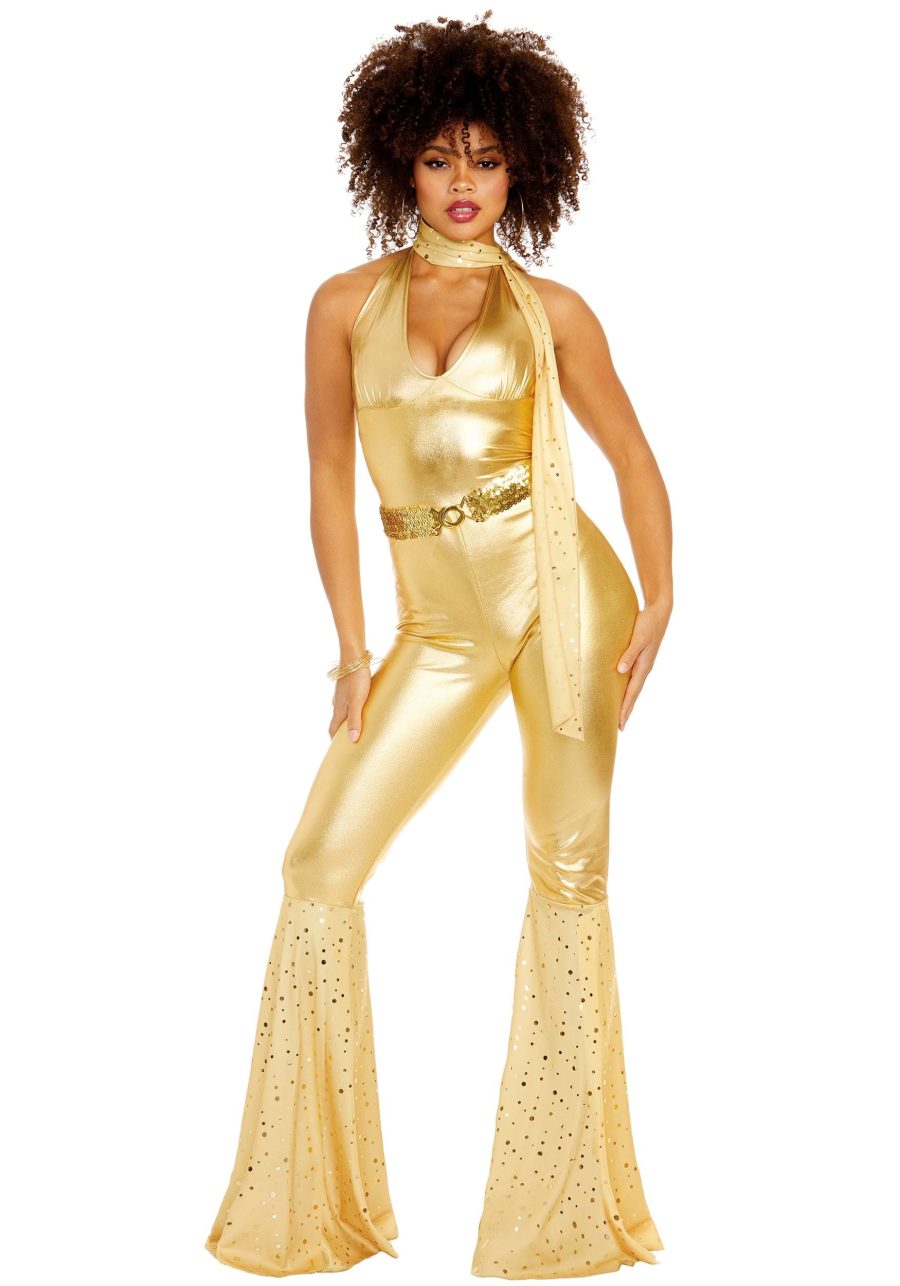 Women's Plus Size Gold Disco Fox Adult Costume