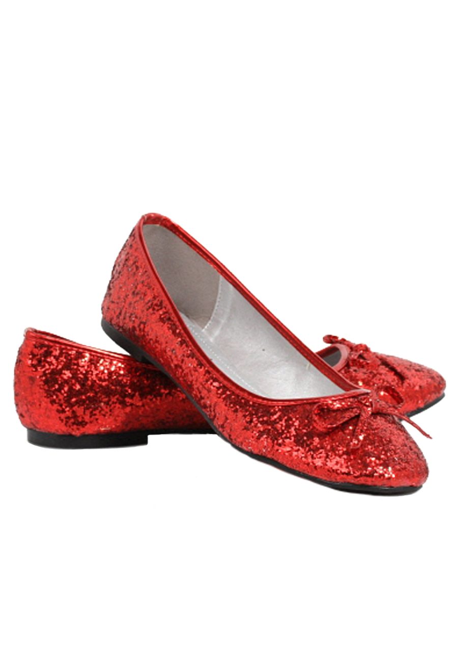 Women's Red Glitter Costume Flats