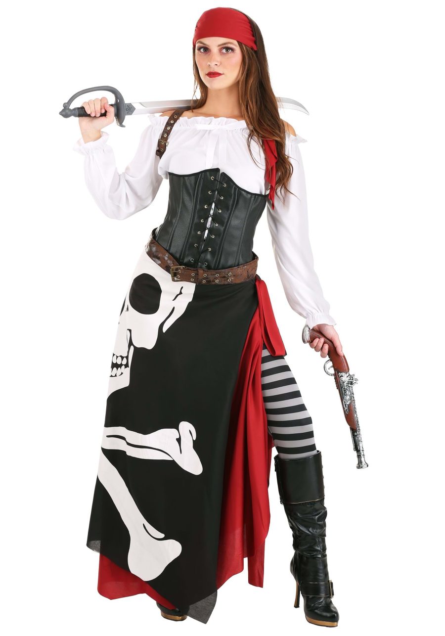 Womens Skeleton Flag Rogue Pirate Costume