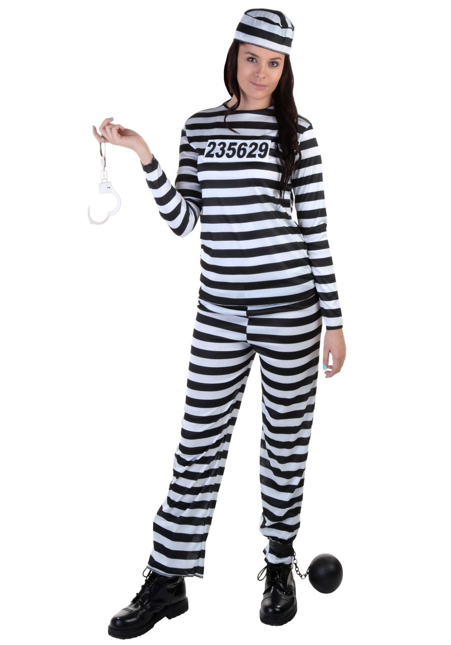 Women's Striped Prisoner Costume