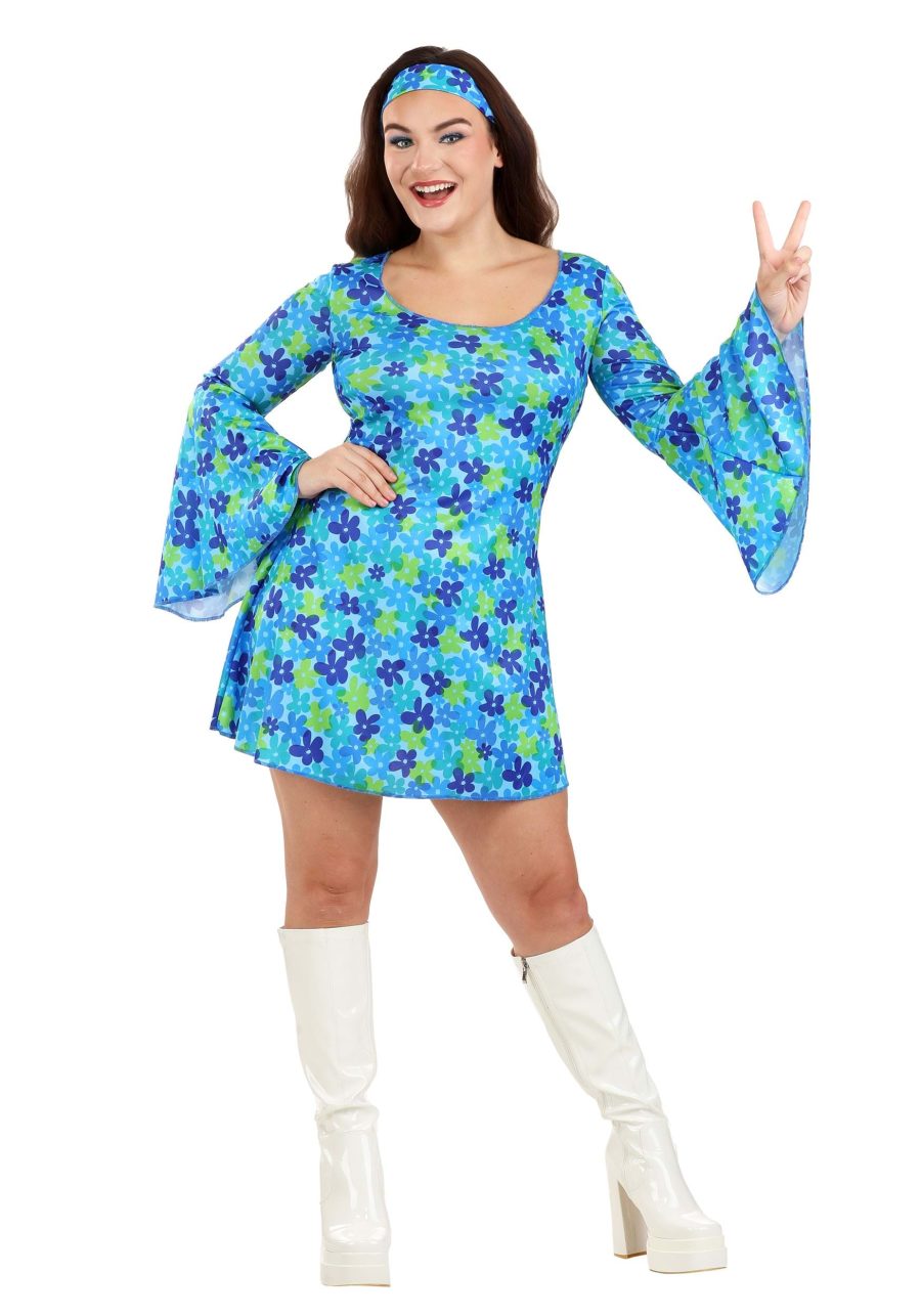 Women's Wild Flower 70s Disco Dress Costume