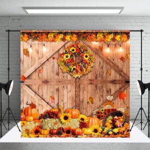 Wood Barn Door Bumper Harvest Thanksgiving Backdrop