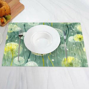 Yellow Pattern Floral Dining Set Of 4 Placemats - Aperturee