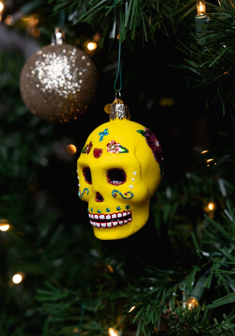 Yellow Sugar Skull Ornament