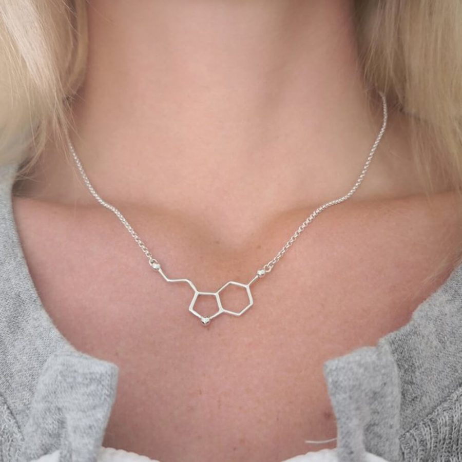 Zinc Alloy Serotonin Molecule Necklace