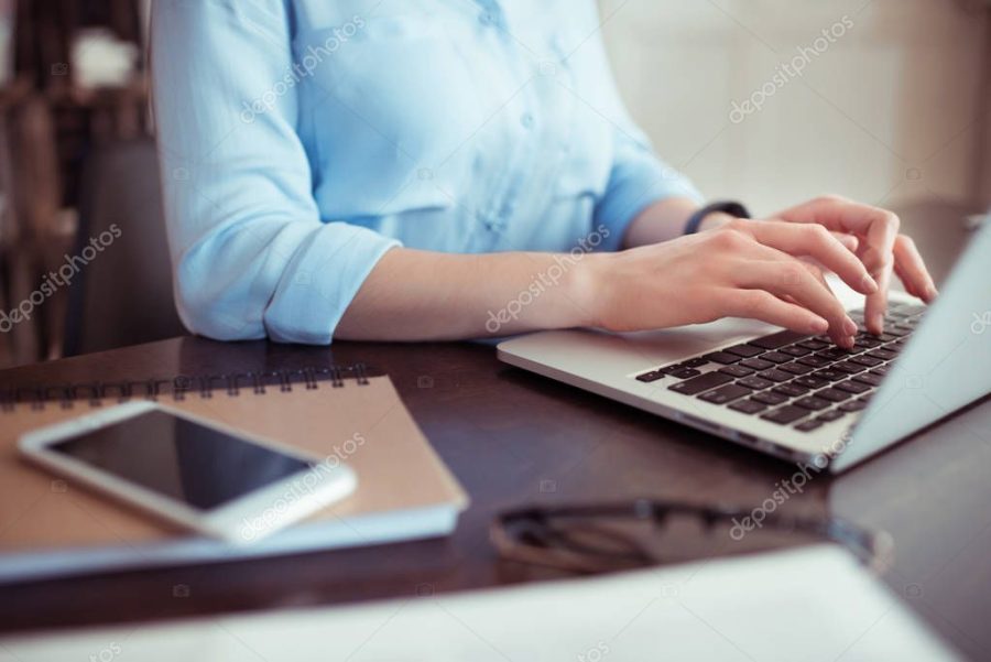 businesswoman using laptop