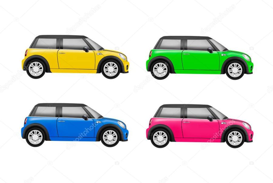 realistic model of a mini car in vector isolated on white background